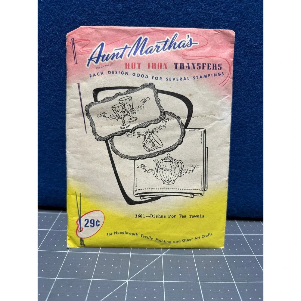 Aunt‎ Martha's Hot Iron Transfers Dishes For Tea Towels #3661